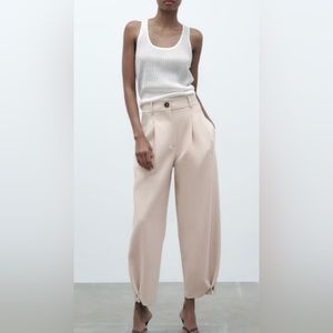 ZARA PLEATED TAPERED PANTS SIZE XS AND M COLOR STONE NWT
